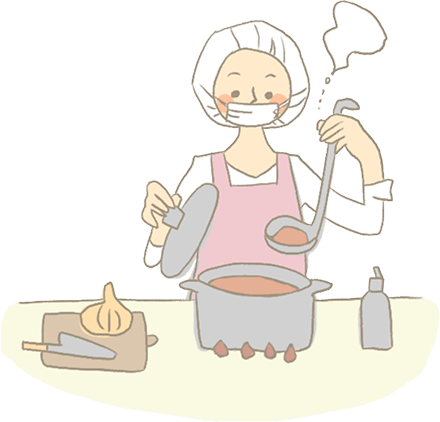 調理をする女性のアイコン