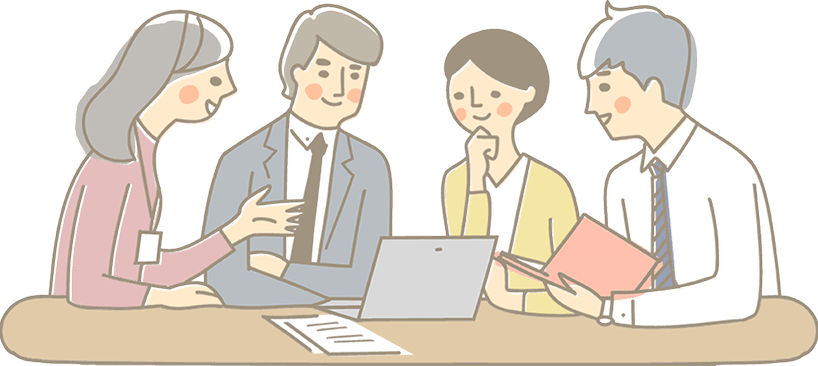 アットホームな雰囲気で会議をするイラスト