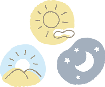 太陽、月、星の3つの異なるアイコンが並んでいる画像です。